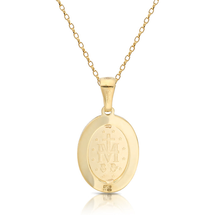 9ct Yellow Gold Miraculous Medal with Milgrain Edge