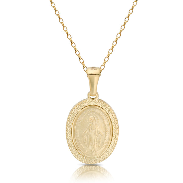 9ct Yellow Gold Miraculous Medal with Milgrain Edge