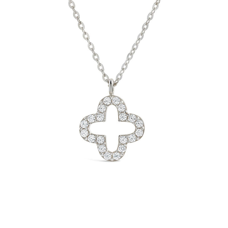 9ct White Gold 1mm CZ Petal Necklace Adjustable 43cm/17" - 46cm/18"