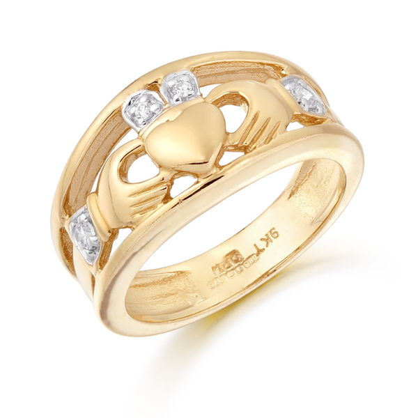 9ct Gold CZ Claddagh Ring