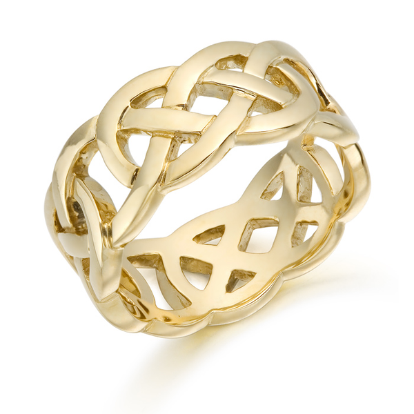 9 carat yellow gold celtic knot wedding band ring