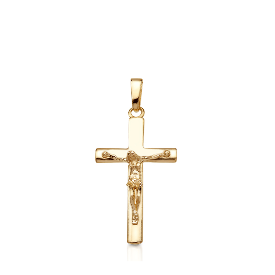 9 carat yellow gold crucifixion cross pendant