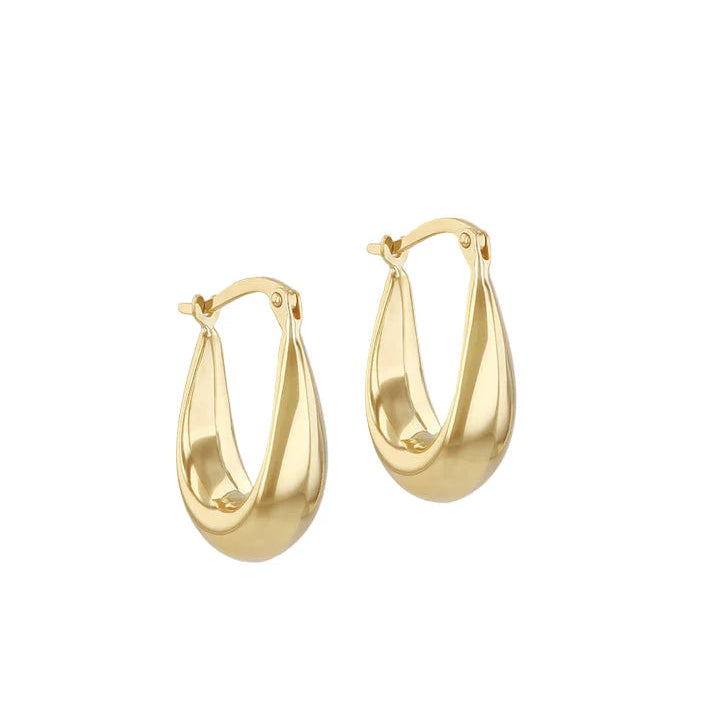 9ct Yellow Gold Tapered Knife Edge Creole Earring
