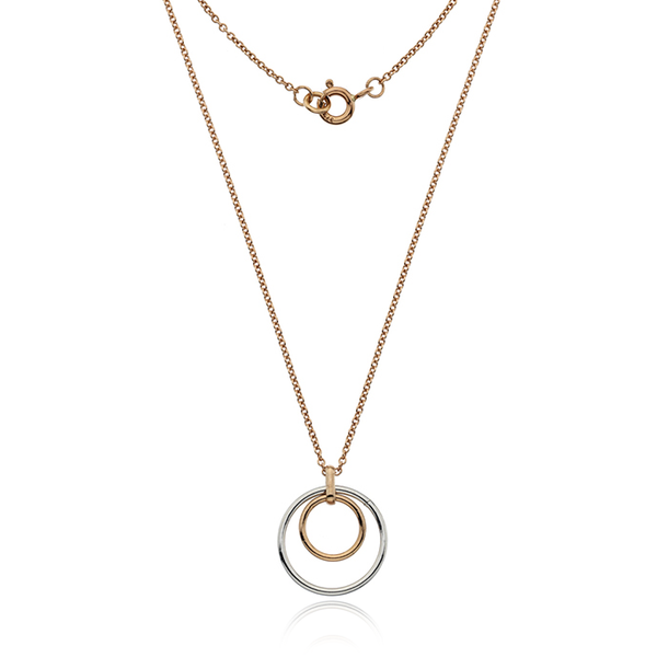 9 carat ROSE GOLD TWO TONE DOUBLE RING NECKLACE