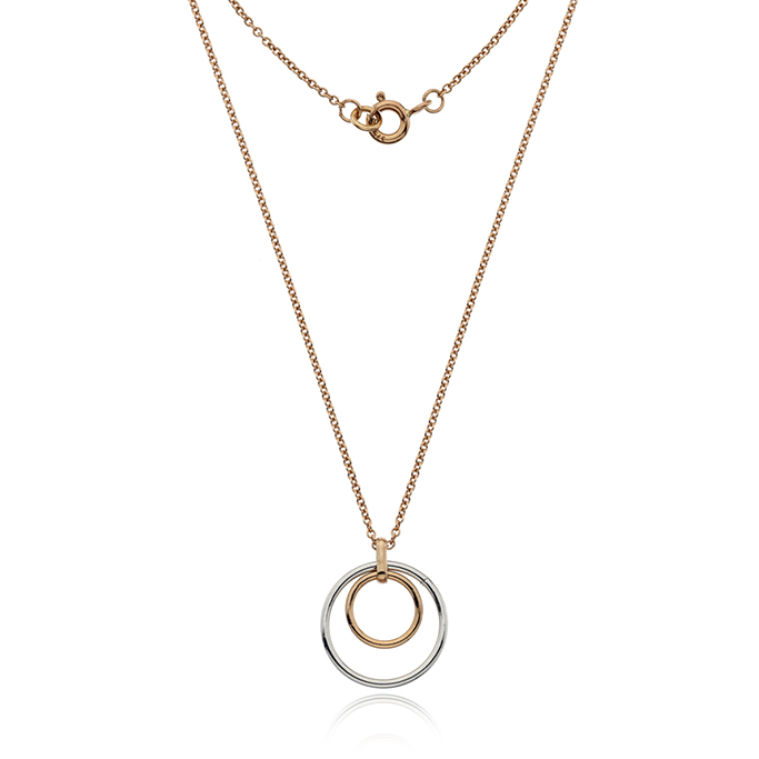 9 carat ROSE GOLD TWO TONE DOUBLE RING NECKLACE