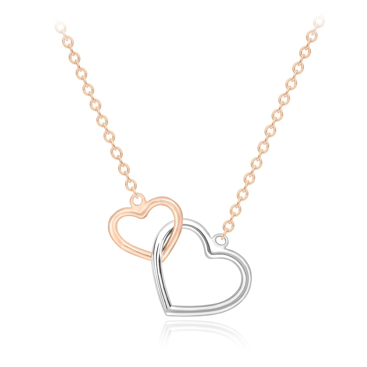 9ct ROSE GOLD TWO TONE LINKED HEART NECKLACE – Callaghan Jewellers