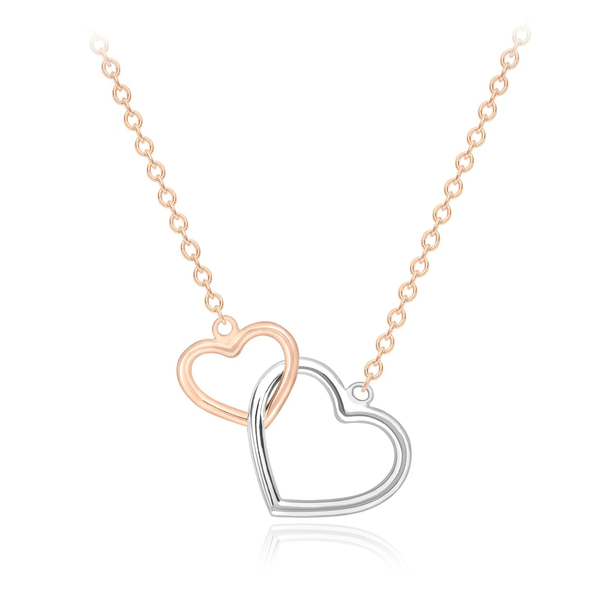 9ct ROSE GOLD TWO TONE LINKED HEART NECKLACE