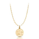 9 carat yellow gold st christopher medal pendant with paper chain necklace