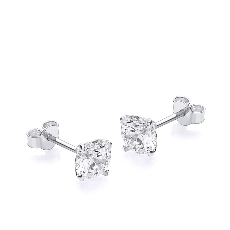 9 carat White Gold 8mm Round CZ Stud Earrings