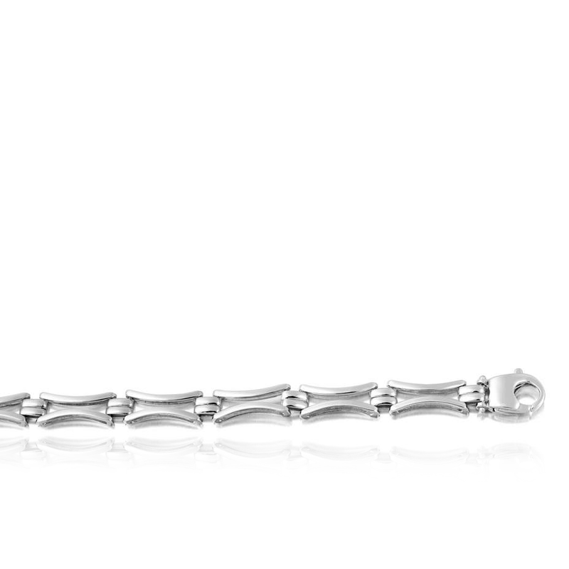 9 carat white gold plain links bracelet