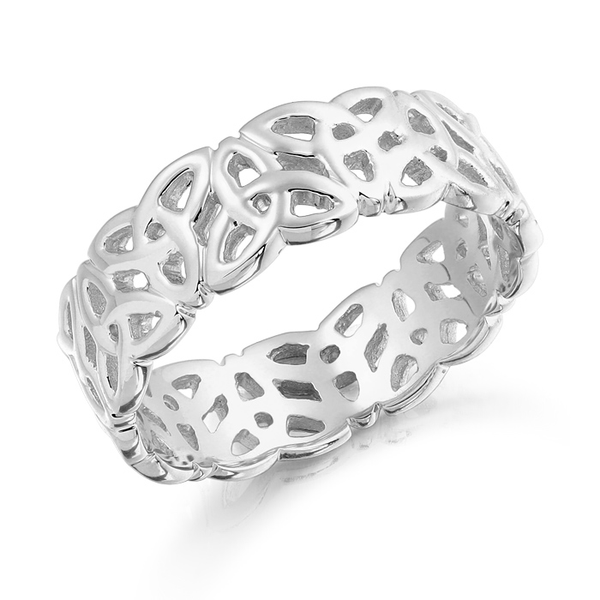 9ct White Gold Trinity Knot Celtic Wedding Band