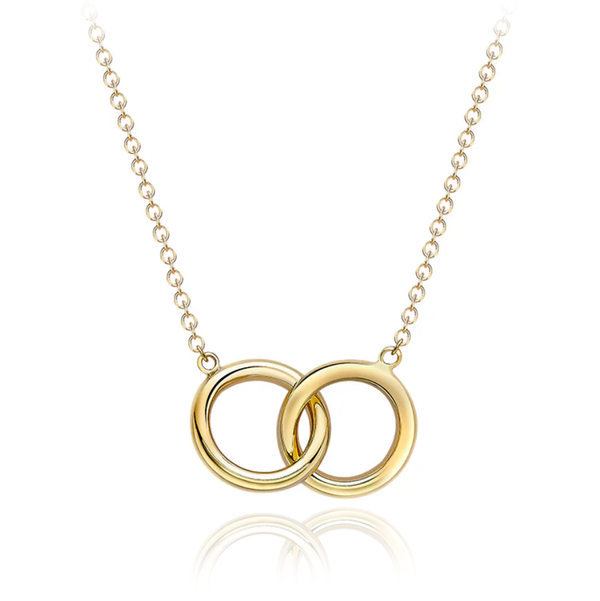 9ct YELLOW GOLD LINKED RING NECKLACE