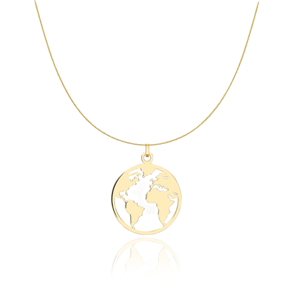 9ct YELLOW GOLD "WORLD MAP" NECKALCE