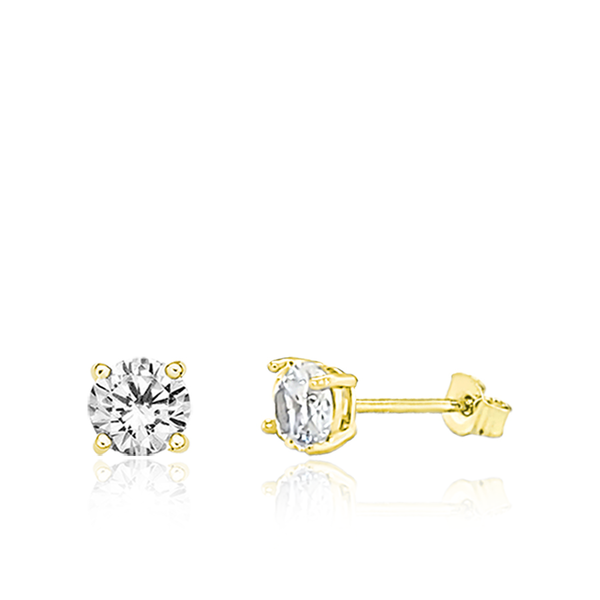 9ct Yellow Gold 4mm CZ Stud Earring