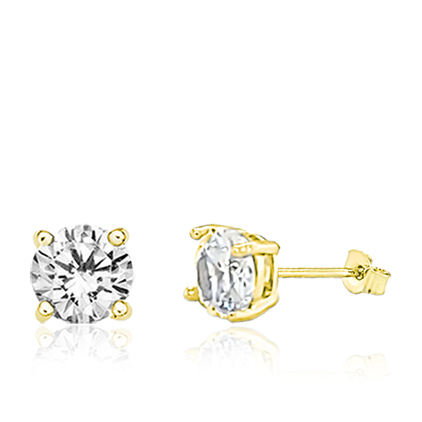 9ct Yellow Gold 7mm CZ Stud Earring