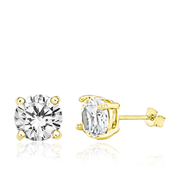 9ct Yellow Gold 8mm CZ Stud Earring