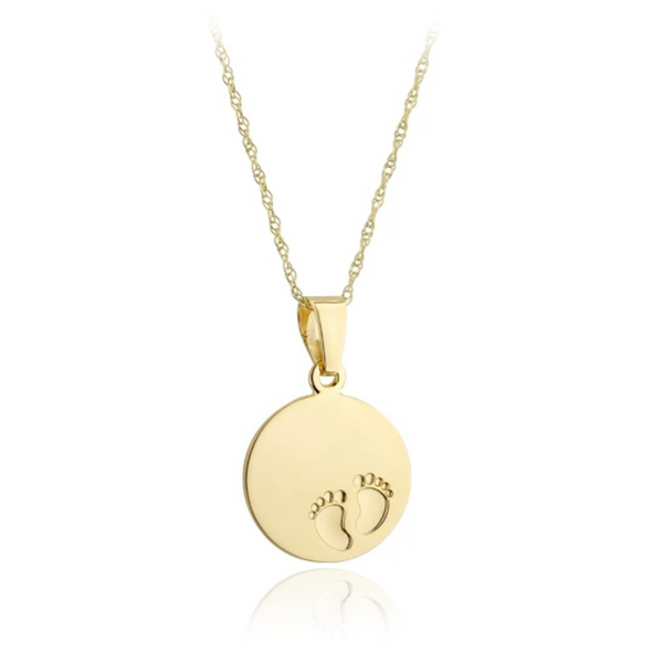 9ct Yellow Gold Baby Footprint Necklace