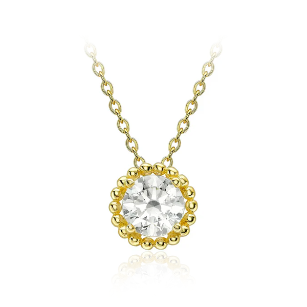 9 carat Yellow Gold CZ Halo Adjustable Necklace