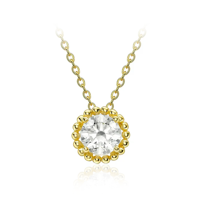 9 carat Yellow Gold CZ Halo Adjustable Necklace