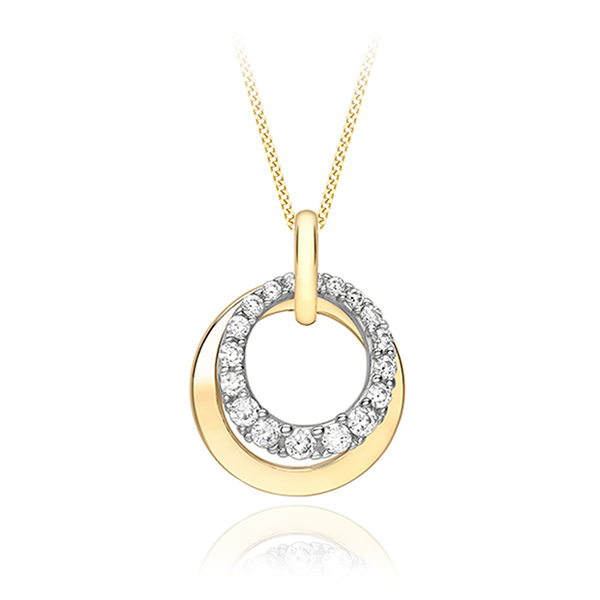 9ct Yellow Gold CZ Pendant Necklace