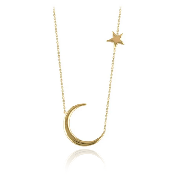 9ct Yellow Gold Moon & North Star Necklace