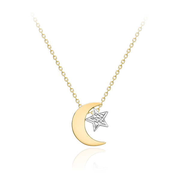 9ct Yellow Gold Moon & Star Necklace