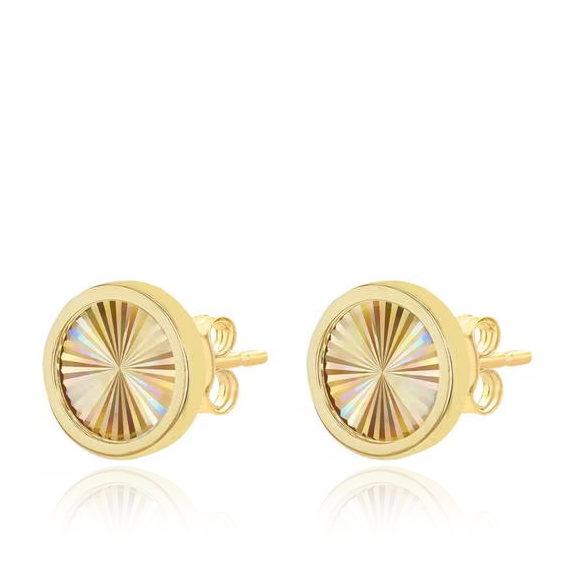 9ct Yellow Gold Rainbow Circle Stud Earrings