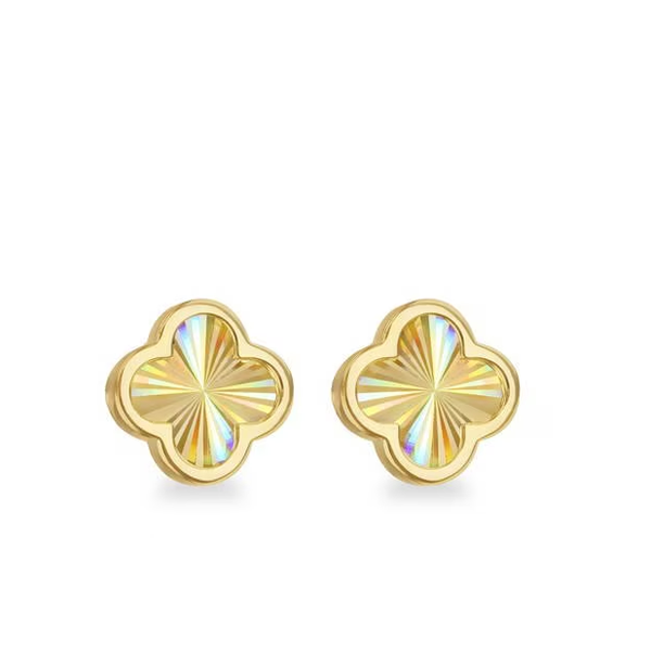 9ct Yellow Gold Raibow Petal Stud Earrings
