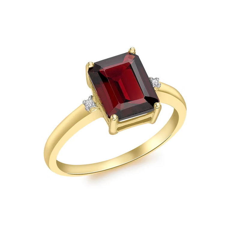 9ct Yellow Diamond and Garnet Rectangular Ring