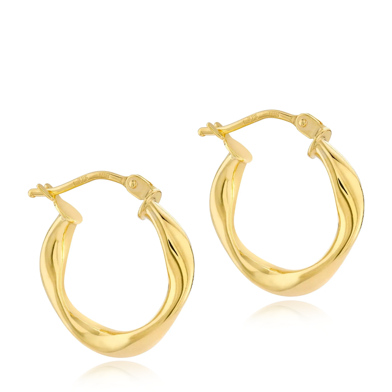 9ct Yellow Gold 15.5mm x 17mm Twisted-Square-Hoop Creole Earrings