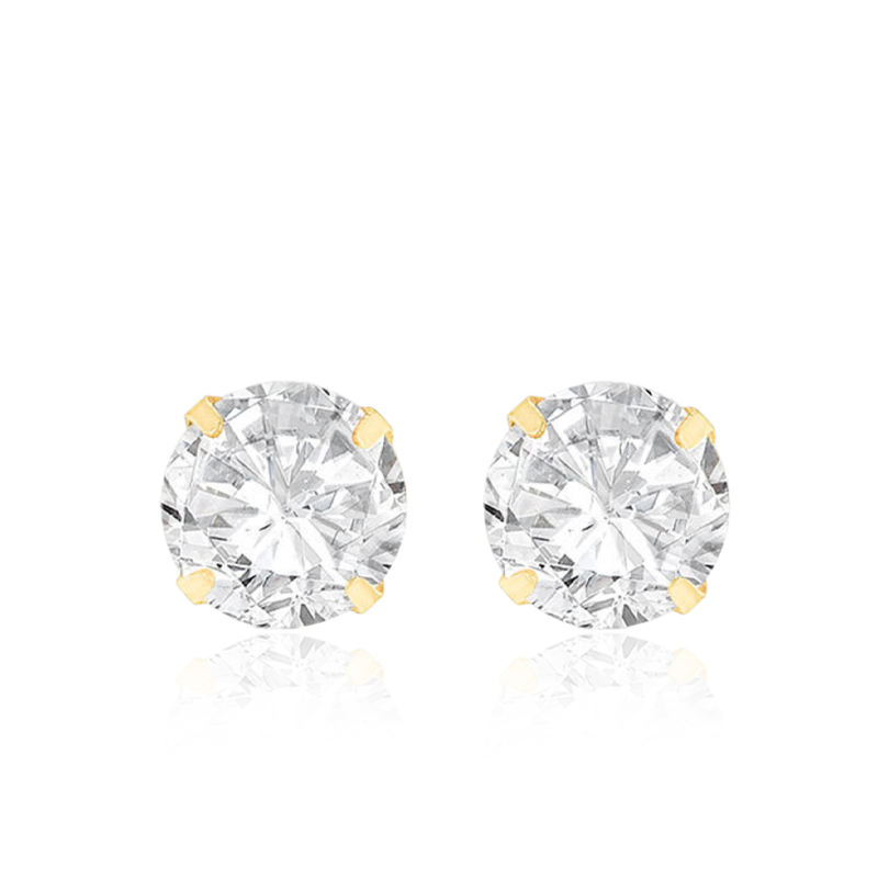 9ct Yellow Gold 8mm CZ Stud Earring