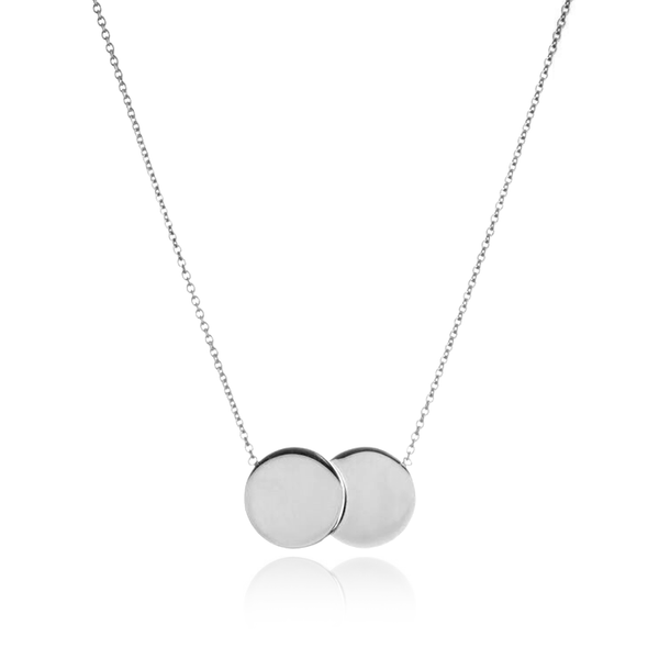 9CT WHITE GOLD DOUBLE-DISC ADJUSTABLE NECKLACE