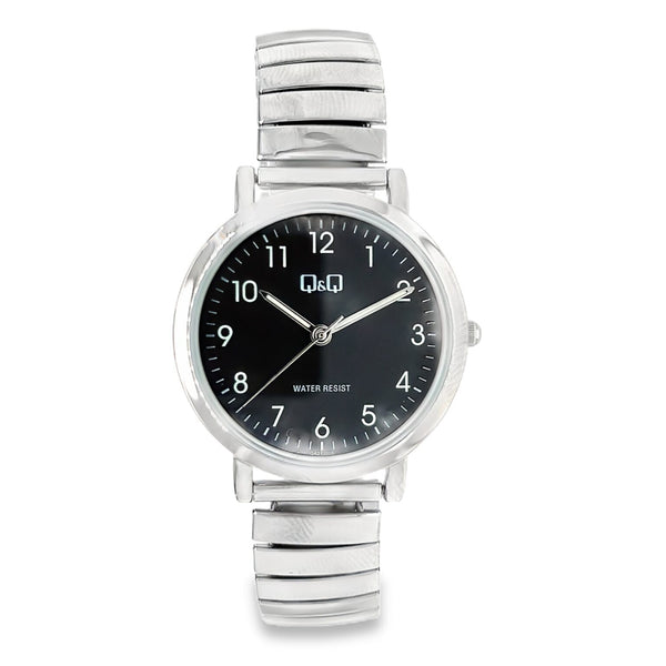 Q&Q BLACK CHROME WATCH