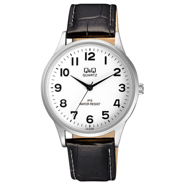 GENTS BLK STRAP, CHROME CASE WATCH