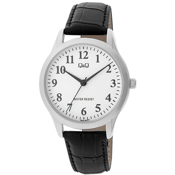 GENTS BLACK STRAP, CHROME CASE WATCH
