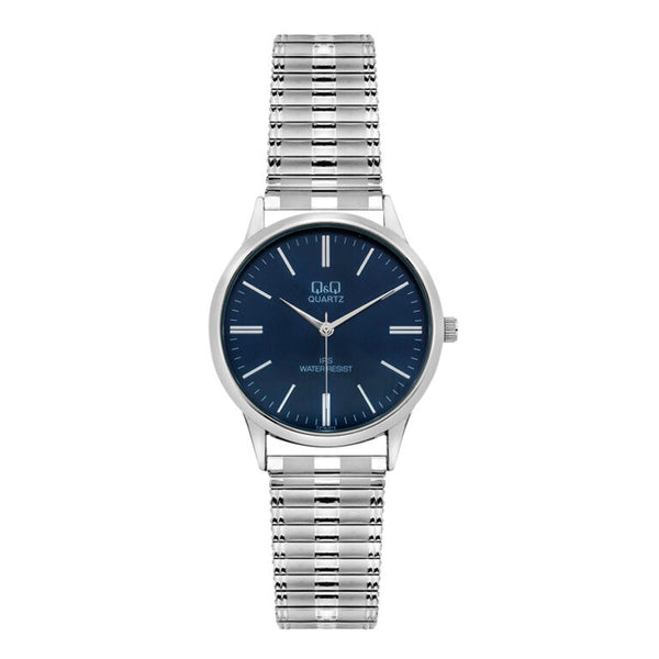 GENTS CHROME EXPANDABLE BRACELET, BLUE FACE WATCH