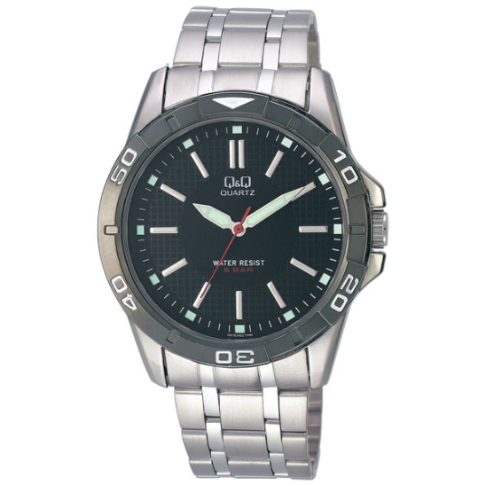 Q&amp;Q watch has a Silver strap and round face