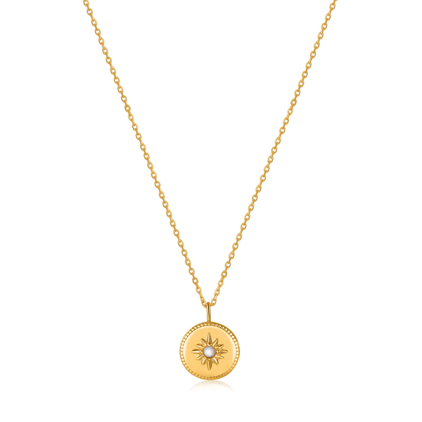 Ania Haie "Gold Mother Of Pearl Sun Pendant" Necklace