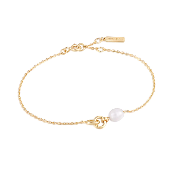 Ania Haie "Gold Pearl Link Chain" Bracelet