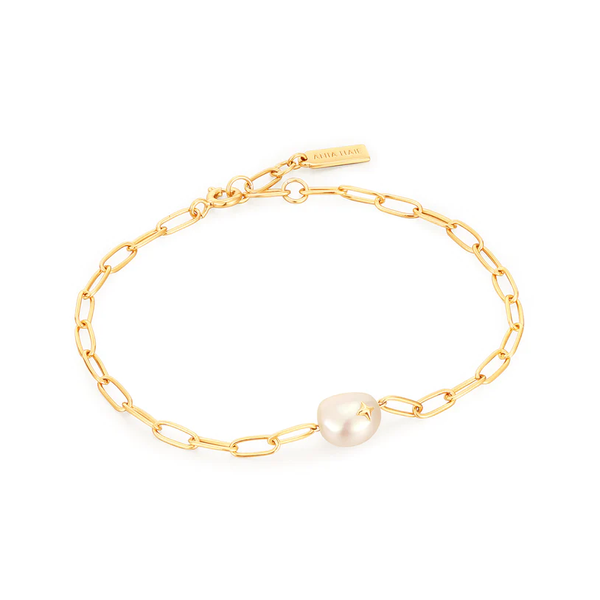Ania Haie "Gold Pearl Sparkle Chunky Chain" Bracelet