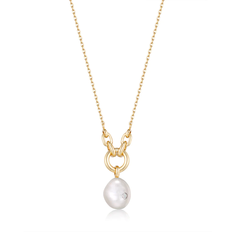 Ania Haie "Gold Pearl Sparkle Pendant" Necklace