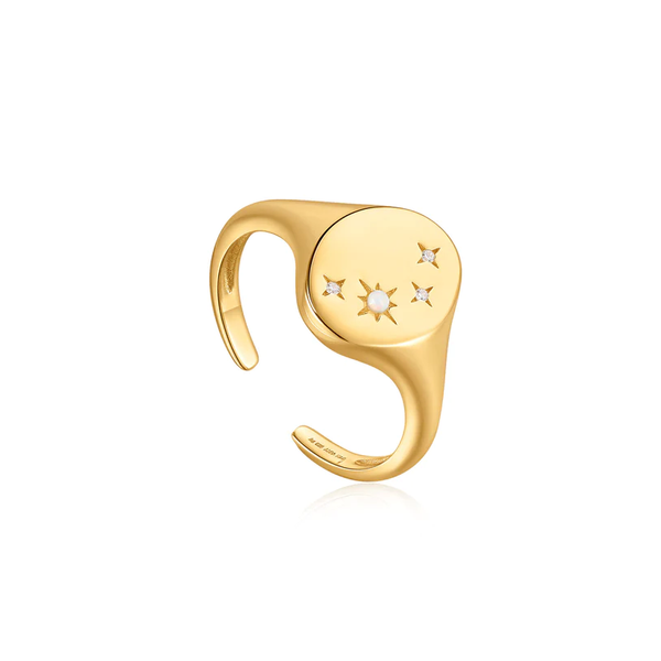 Ania Haie "Gold Starry Kyoto Opal Adjustable Signet" Ring