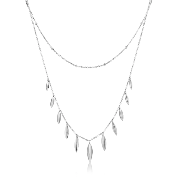 Ania Haie "Silver Double Chain with Leaves" Necklace