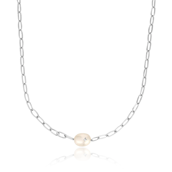 Ania Haie "Silver Pearl Sparkle Chunky Chain" Necklace