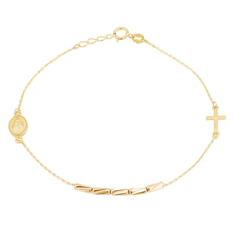 9ct Yellow Gold Rosary Bracelet 18cm/7"-19cm/7.5"
