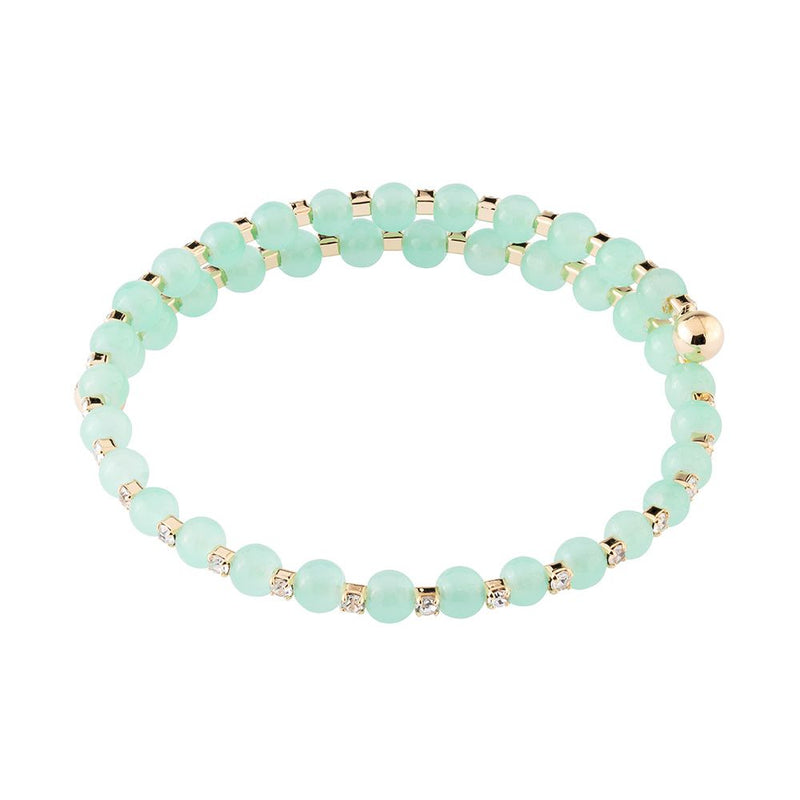 Rebecca My World Bracelet in Hard Green Stone and Zircons