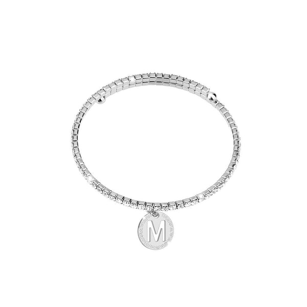 Black Friday Rebecca Silver M Initial Bangle