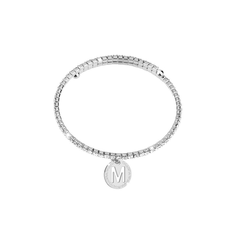 Black Friday Rebecca Silver M Initial Bangle