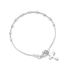 Sterling Silver Rhodium Plated Rosary Bracelet 18cm/7"