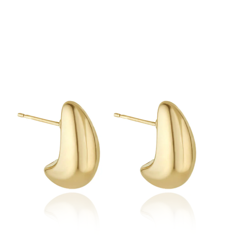 yellow gold chunky tear drop stud earrings